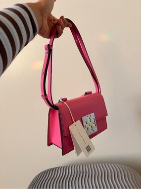 Tory Burch Bon Bon Spazzolato Mini Top-Handle Bag Pink